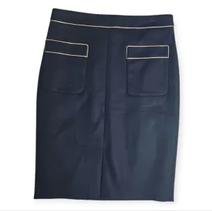 Club Monick Black With Gold Trim Pencil Skirt - Size 2