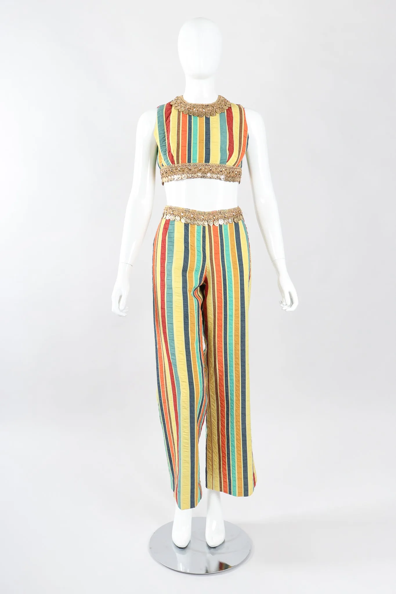 Coin Fringe Crop Top & Pant Set
