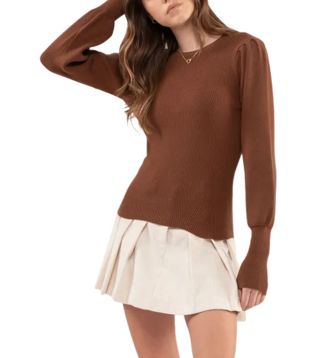 Countess Ribbed Balloon Sleeve Sweater