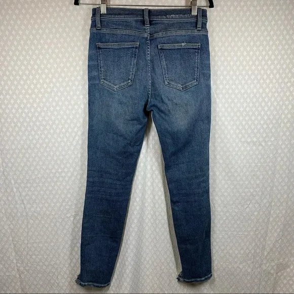 Current/Elliott Dark Wash High Rise Skinny Raw Hem Jeans