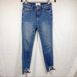 Current/Elliott Dark Wash High Rise Skinny Raw Hem Jeans
