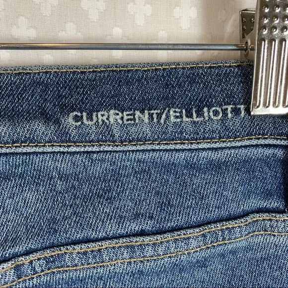 Current/Elliott Dark Wash High Rise Skinny Raw Hem Jeans
