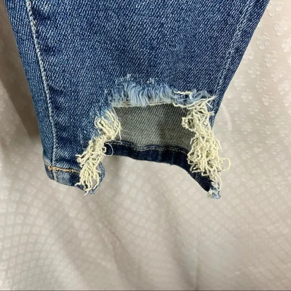 Current/Elliott Dark Wash High Rise Skinny Raw Hem Jeans