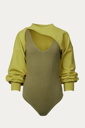 CUTOUT CROPPED BODYSUIT BOLERO SET
