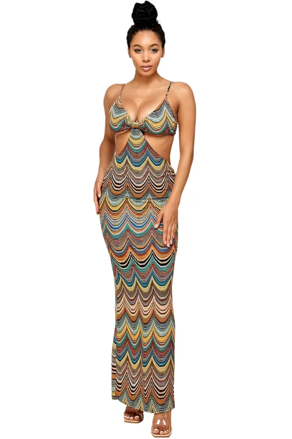 Cutout Print Maxi Dress
