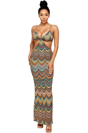 Cutout Print Maxi Dress