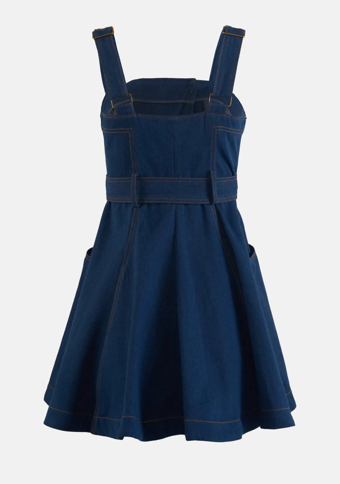 Denim Double Breasted Button Tie Dress
