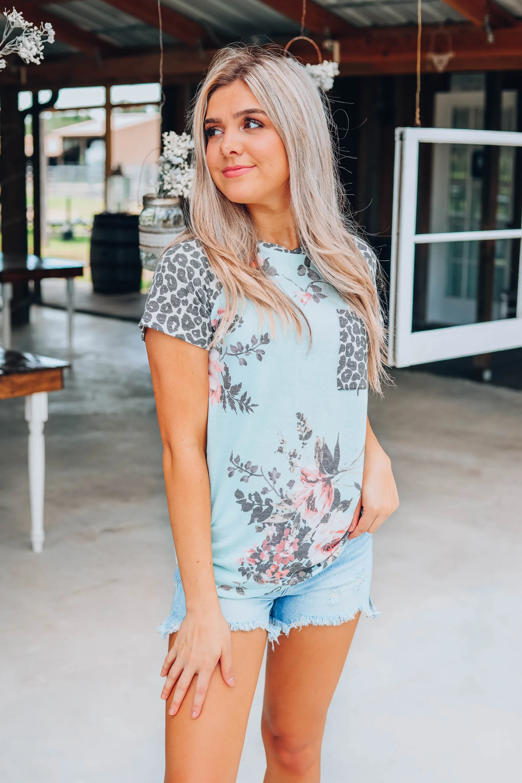Desert Rose Leopard Top - Sage