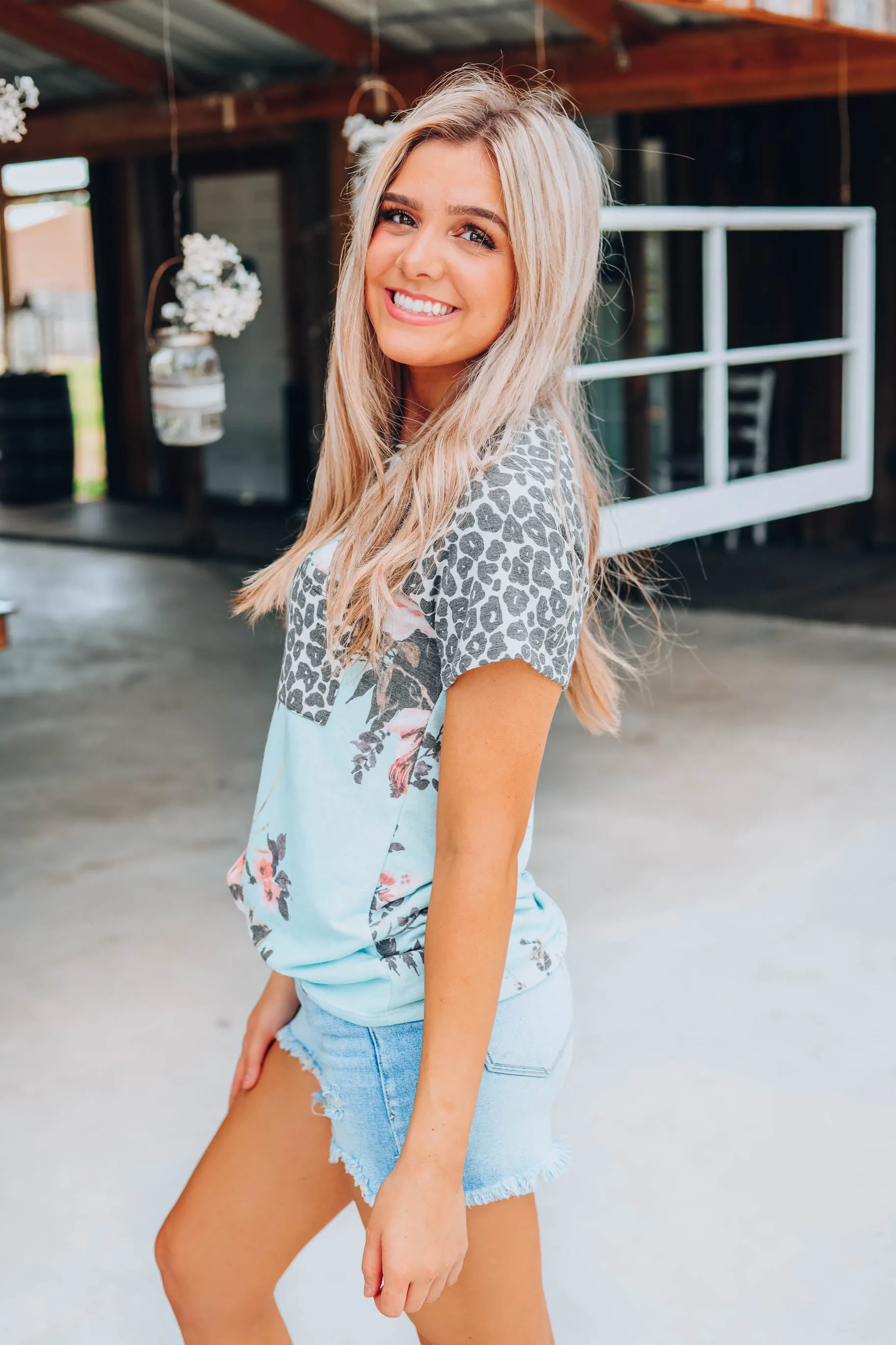 Desert Rose Leopard Top - Sage