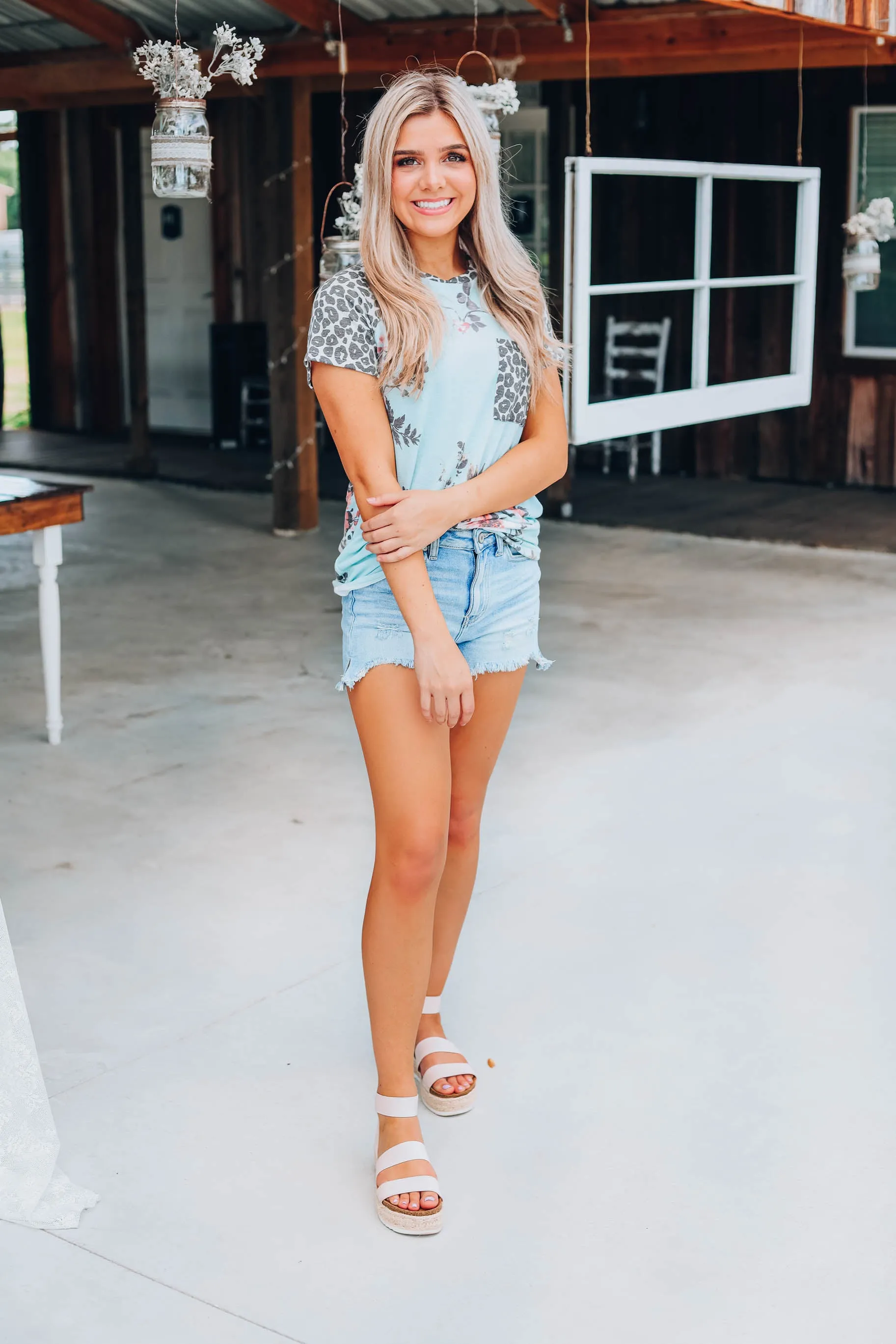 Desert Rose Leopard Top - Sage