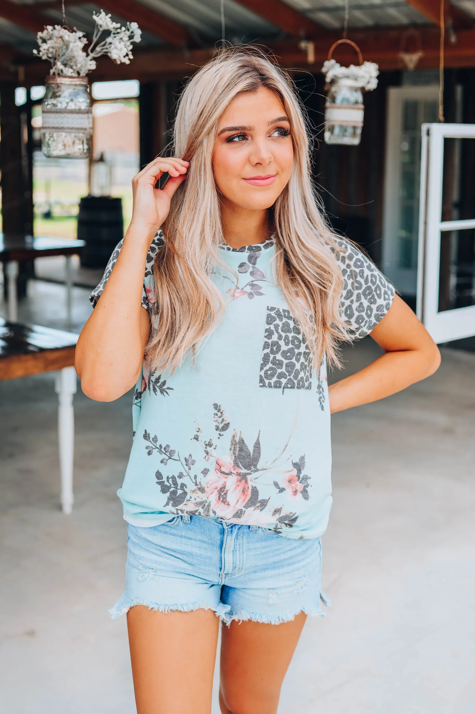 Desert Rose Leopard Top - Sage