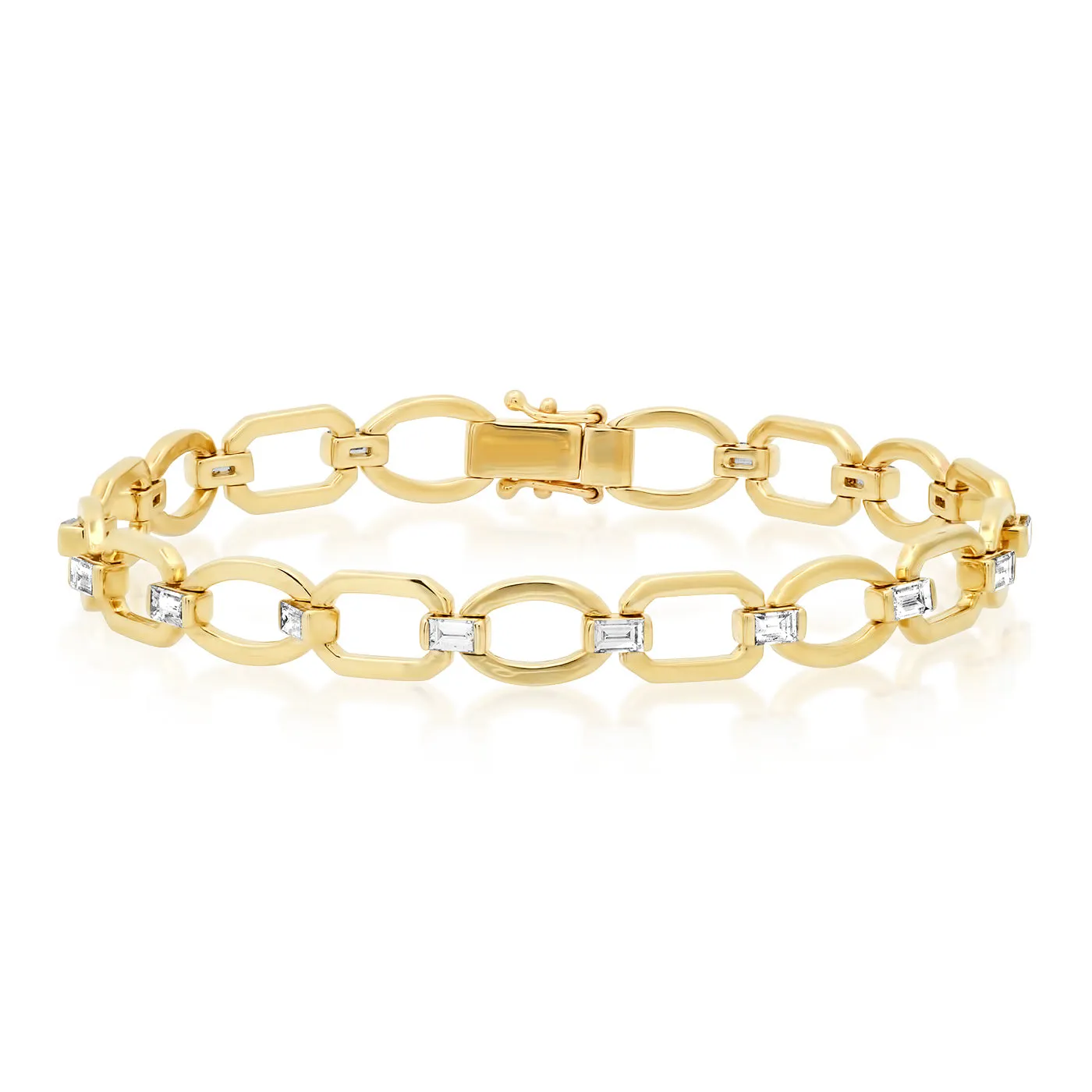 Diamond Baguette Flat Link Bracelet