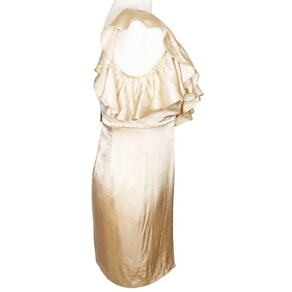 Do   Be Ivory Blush Dress Ruffles and Thin Shoulder Straps Plunging V Neck Small