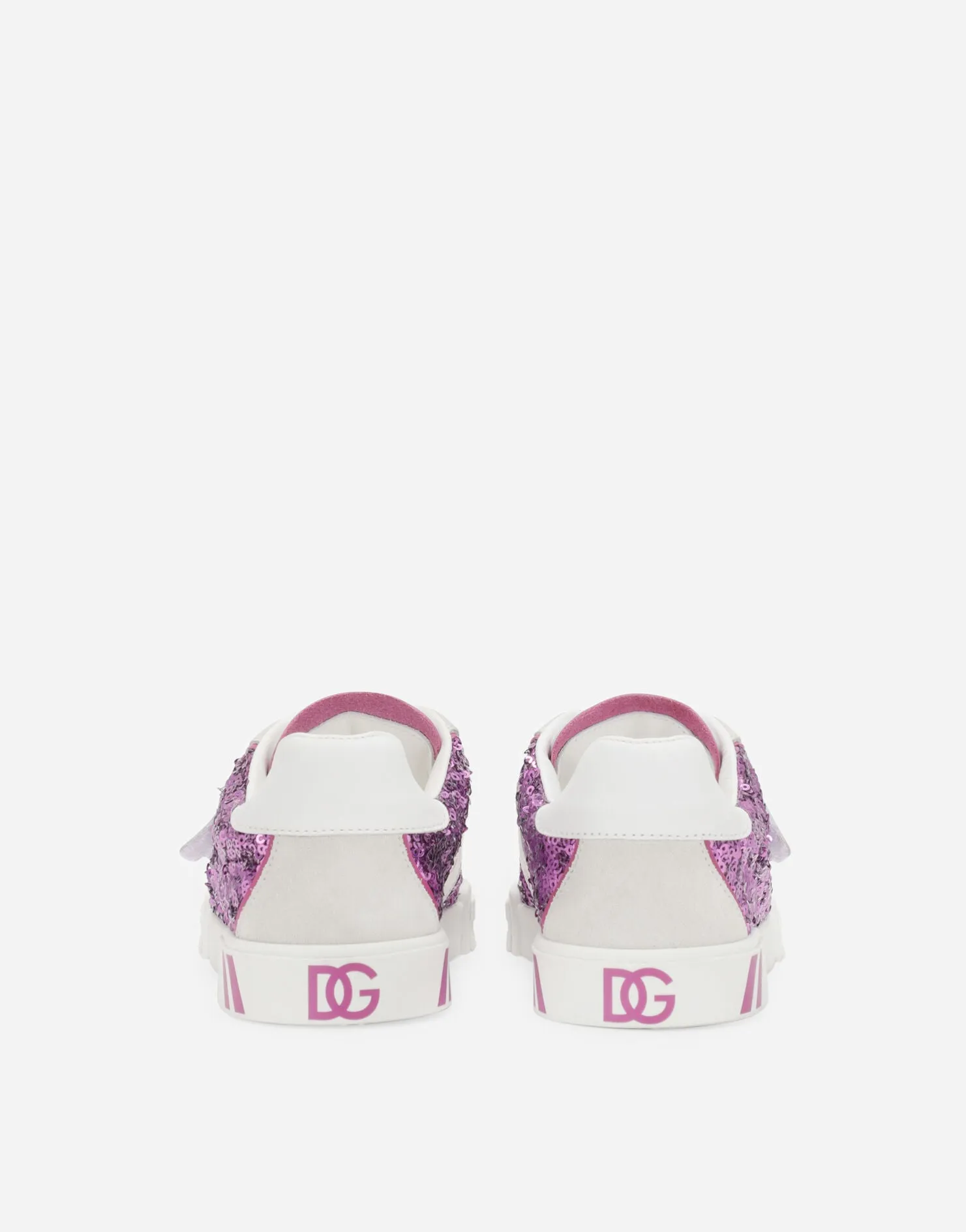 DOLCE & GABBANA KIDS SEQUINED PORTOFINO SNEAKER WHITE MULTICOLOR