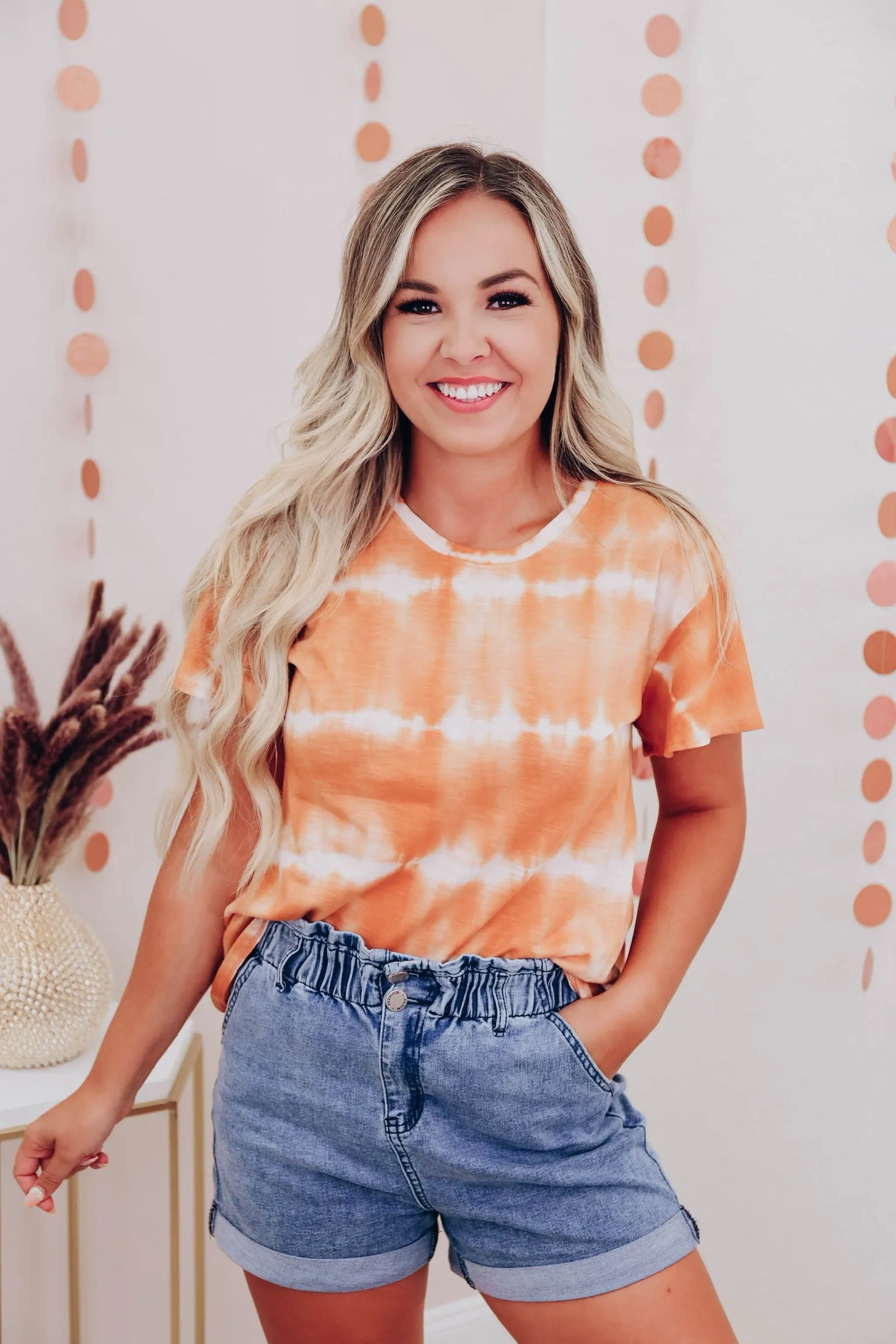 Drift Away Bleach Wash Tee - Rust