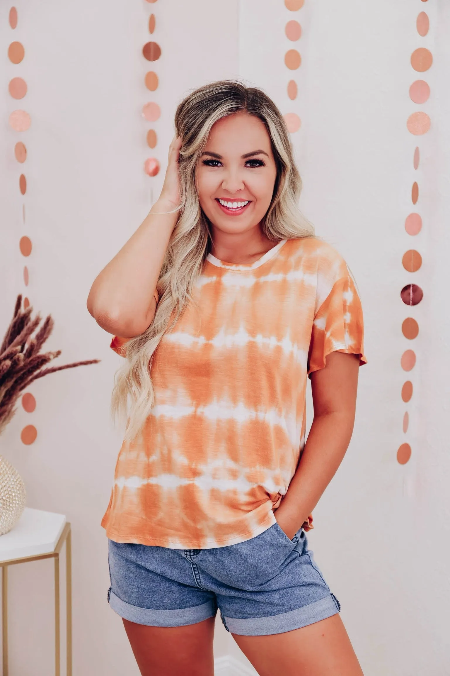 Drift Away Bleach Wash Tee - Rust