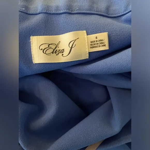 Eliza J Blue off the shoulder sheath dress