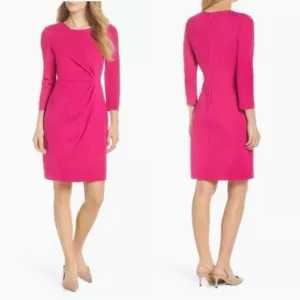 Eliza J. Faux Wrap Stretch Ponte Knit Sheath Dress Size 6