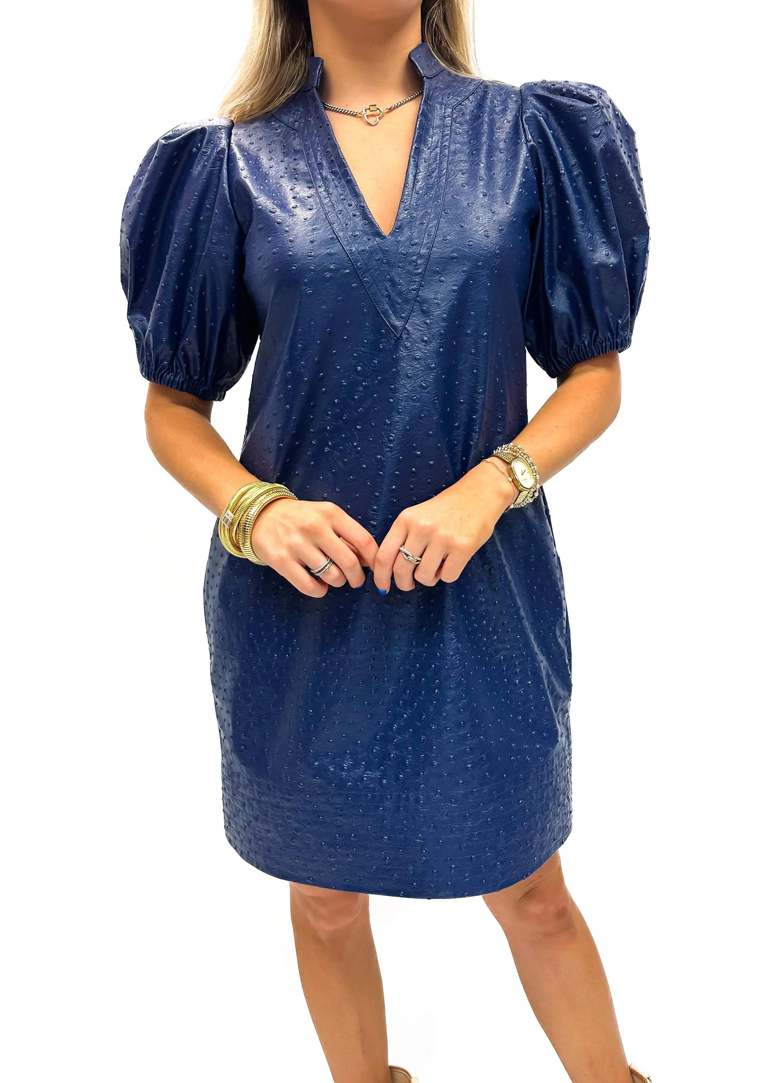 Emily McCarthy Hampton Mini - Navy Vegan Ostrich Leather