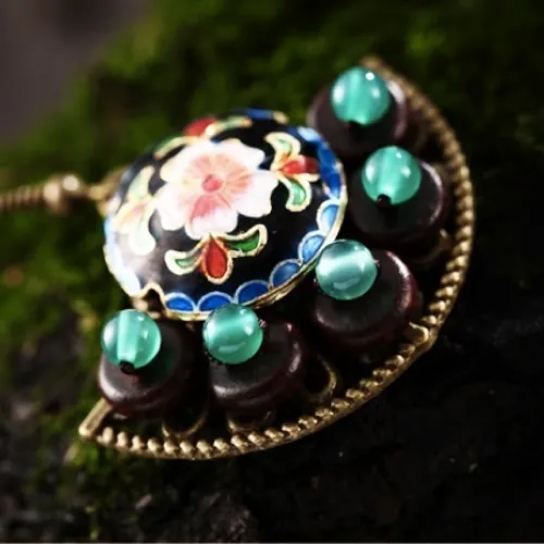 Enamel Folding Fan Earrings