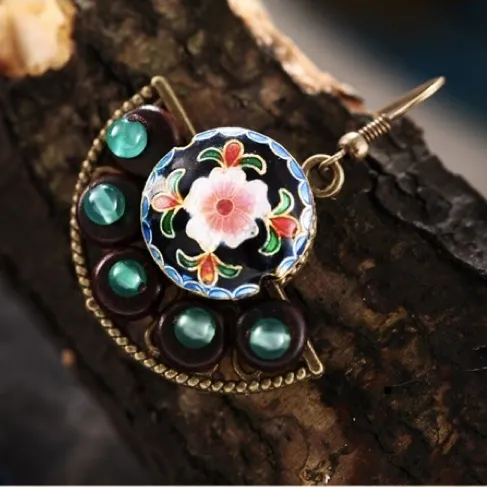 Enamel Folding Fan Earrings
