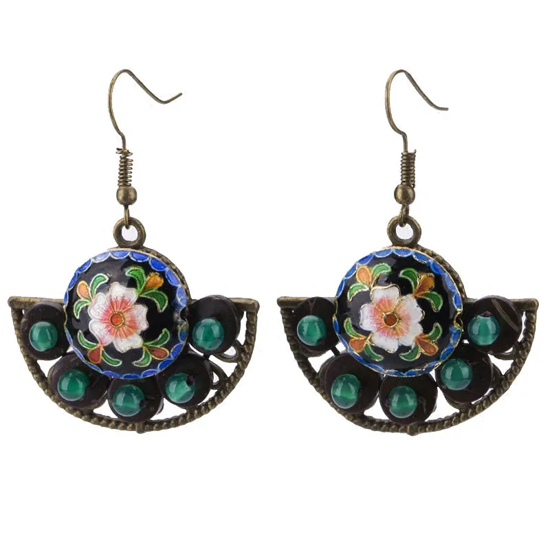 Enamel Folding Fan Earrings