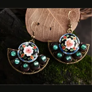 Enamel Folding Fan Earrings