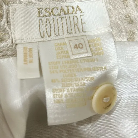 Escada Couture Textured Elegant Cream Skirt with metallic gold detailing