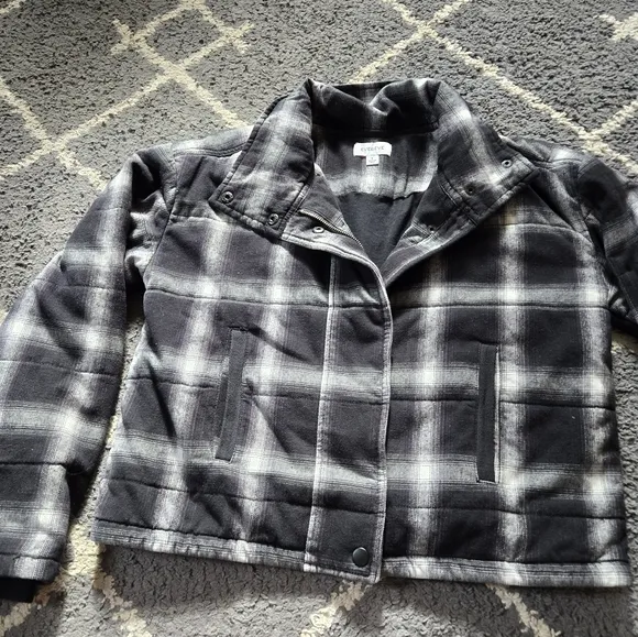 Evereve Lucy Plaid Jacket Cropped Quilted Size Small