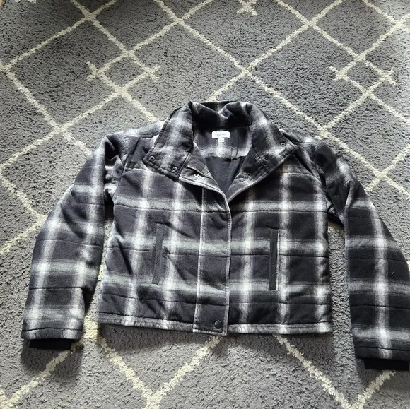 Evereve Lucy Plaid Jacket Cropped Quilted Size Small