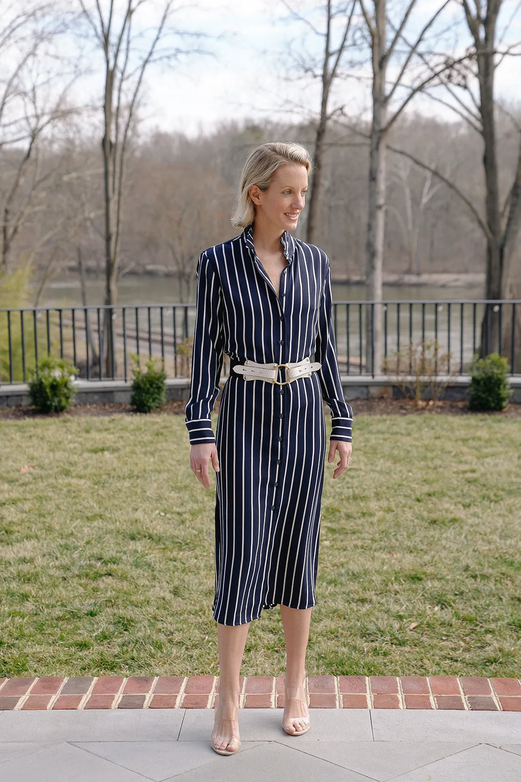 Everyday Dress in Georgette Stripe