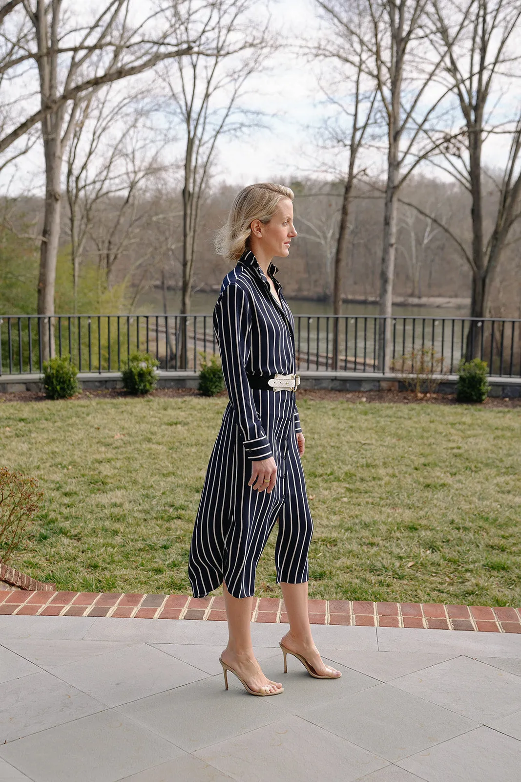 Everyday Dress in Georgette Stripe