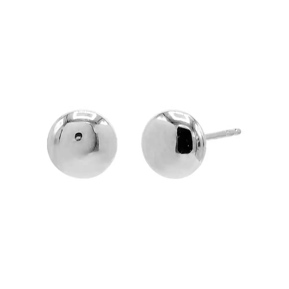 Flat Round Pebble Stud Earring 14K