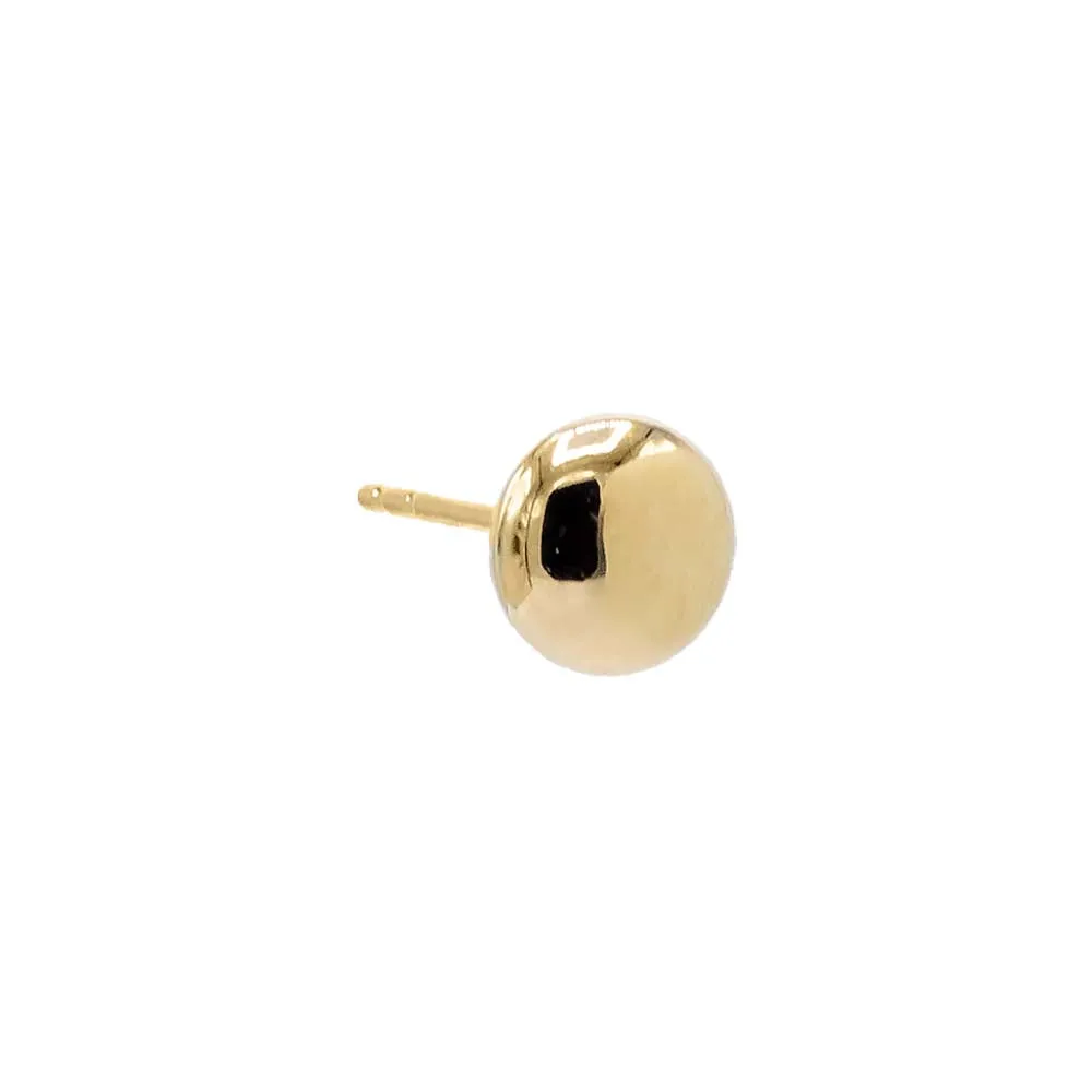 Flat Round Pebble Stud Earring 14K