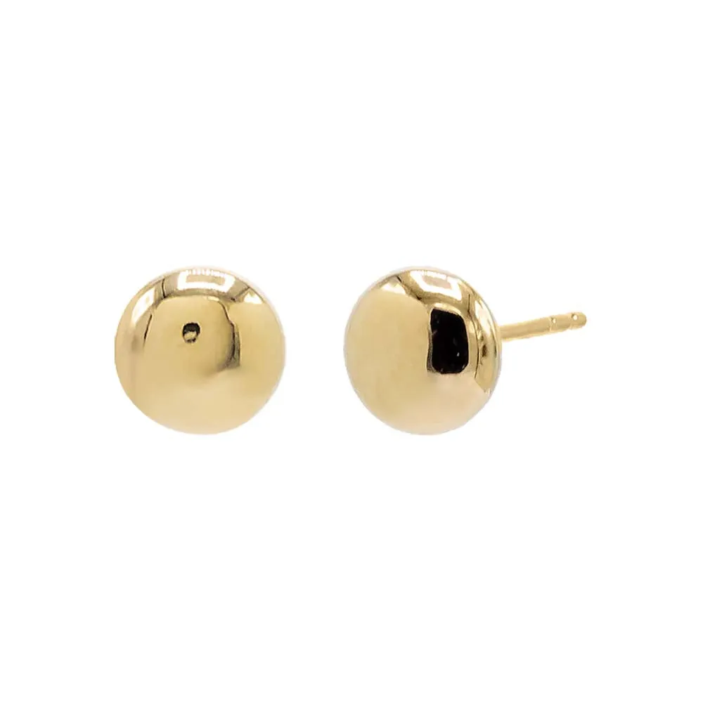 Flat Round Pebble Stud Earring 14K