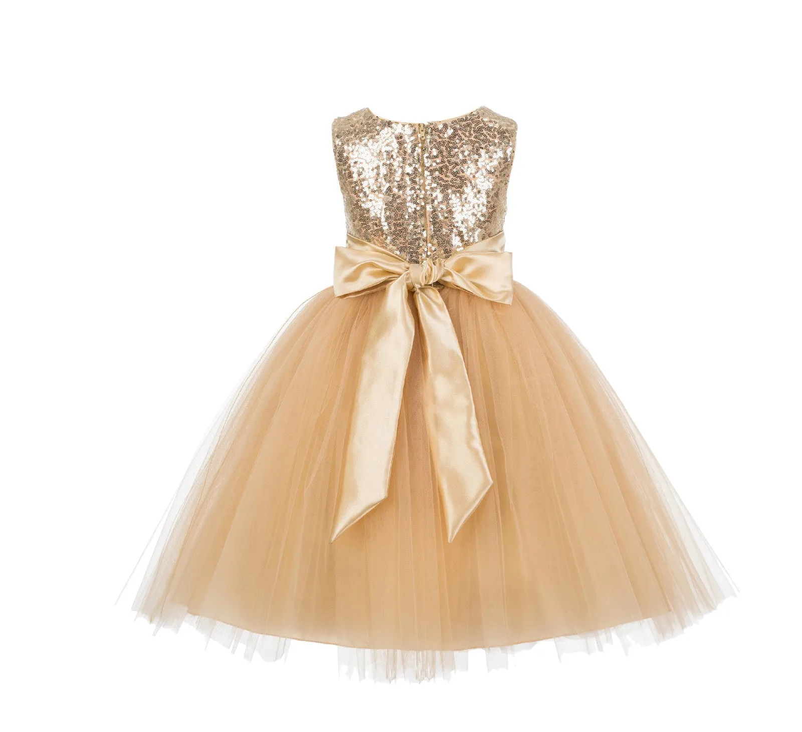 Formal Sequins Bodice Ruffle Tulle Flower Girl Dress Wedding Easter Toddler Pageant Occasions J122