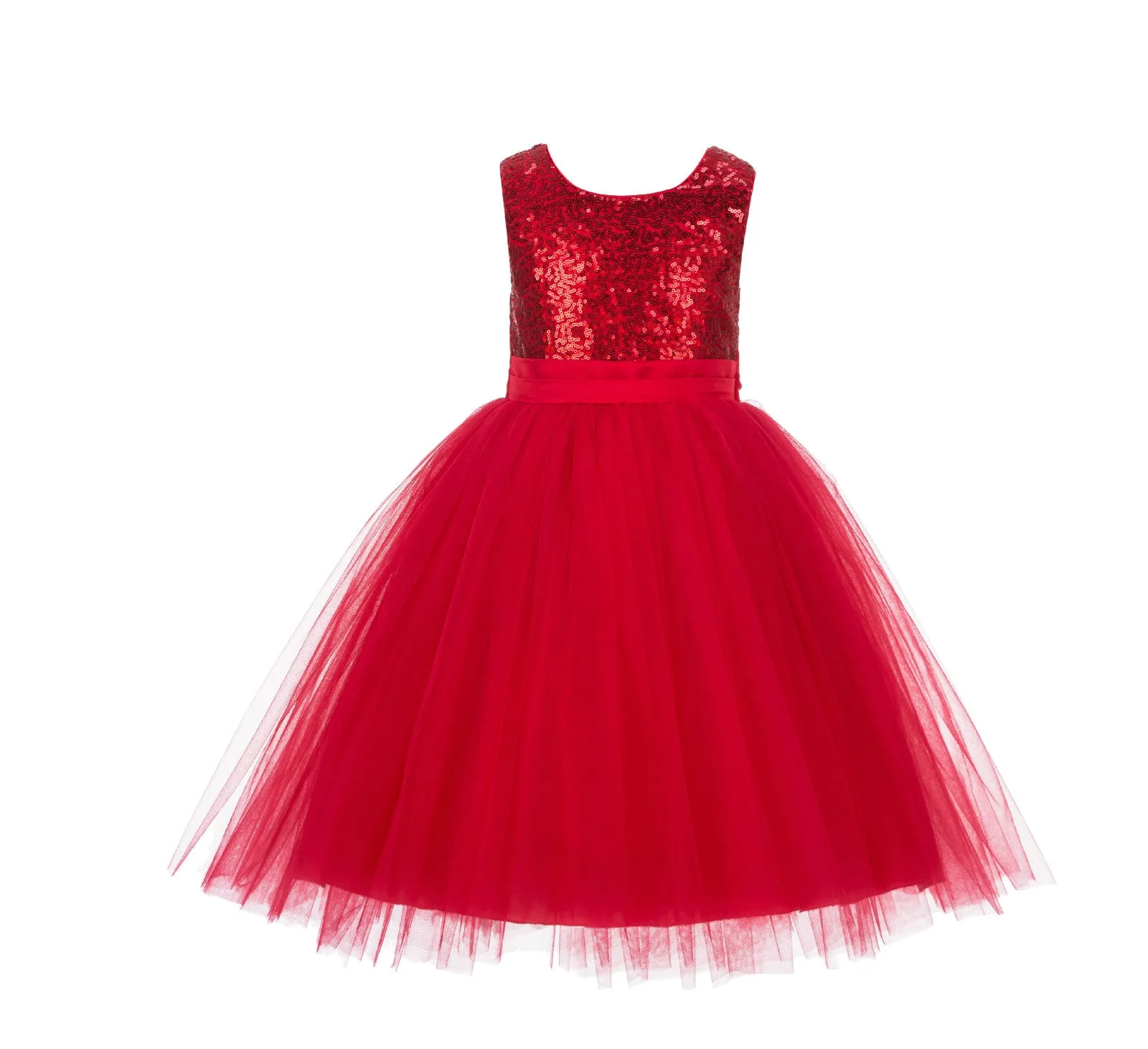 Formal Sequins Bodice Ruffle Tulle Flower Girl Dress Wedding Easter Toddler Pageant Occasions J122