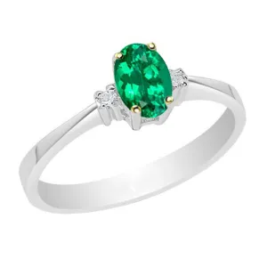 Gemstone Ring Oval Green Emerald Jewelry Casual