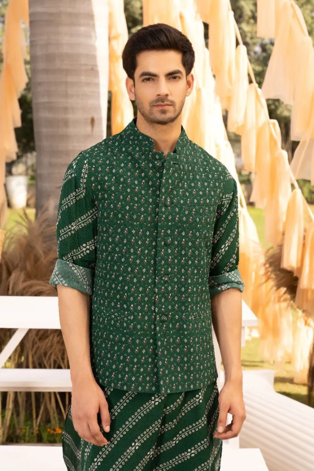 Green Printed Bundi