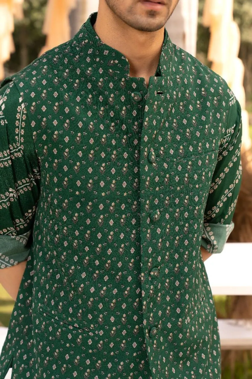 Green Printed Bundi