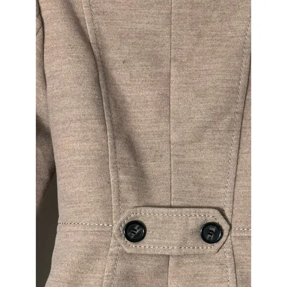 H &amp; M Womens Double Breasted Funnel Neck Peacoat Tan Size 2