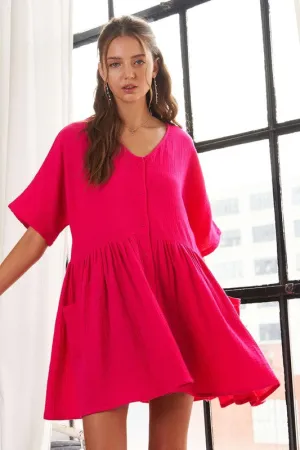 Hazel Blues® |  ADORA V-Neck Half Sleeve Dress with Pockets