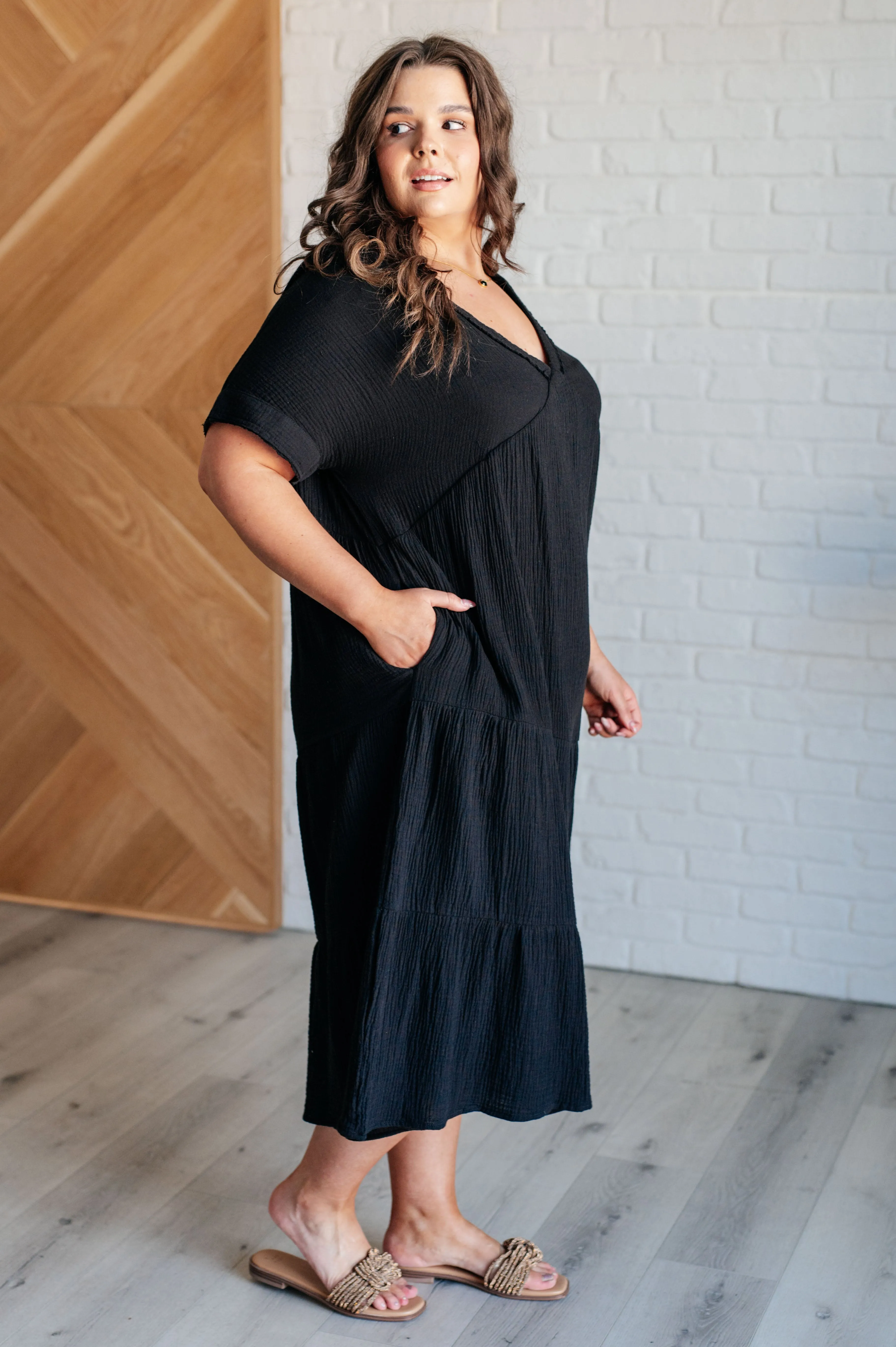 Hazel Blues® |  Always Learning Dolman Sleeve Dress in Black