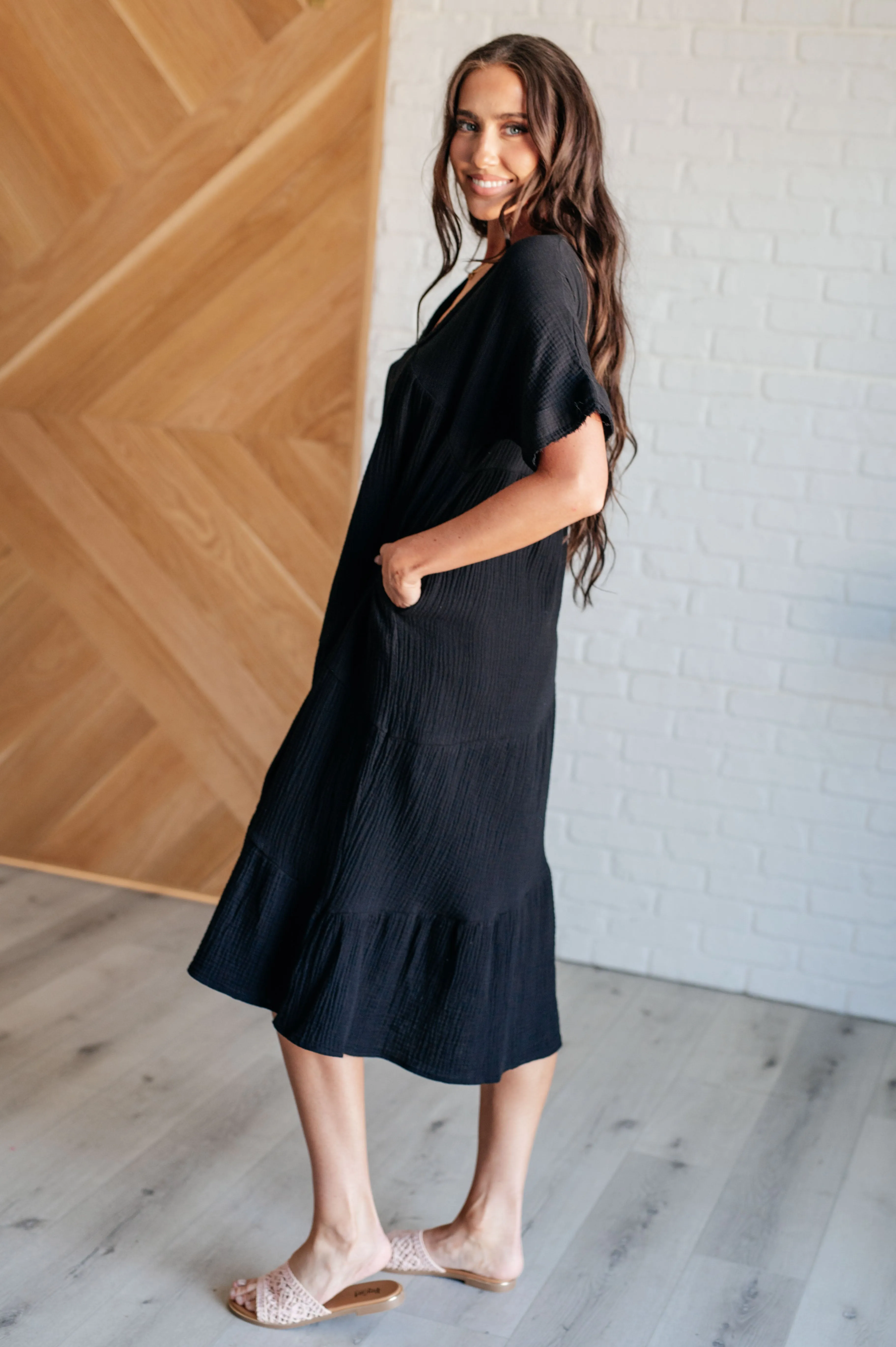Hazel Blues® |  Always Learning Dolman Sleeve Dress in Black