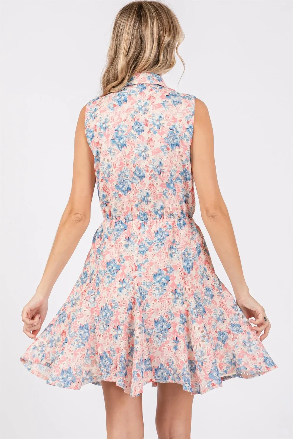 Hazel Blues® |  GeeGee Floral Eyelet Sleeveless Mini Dress