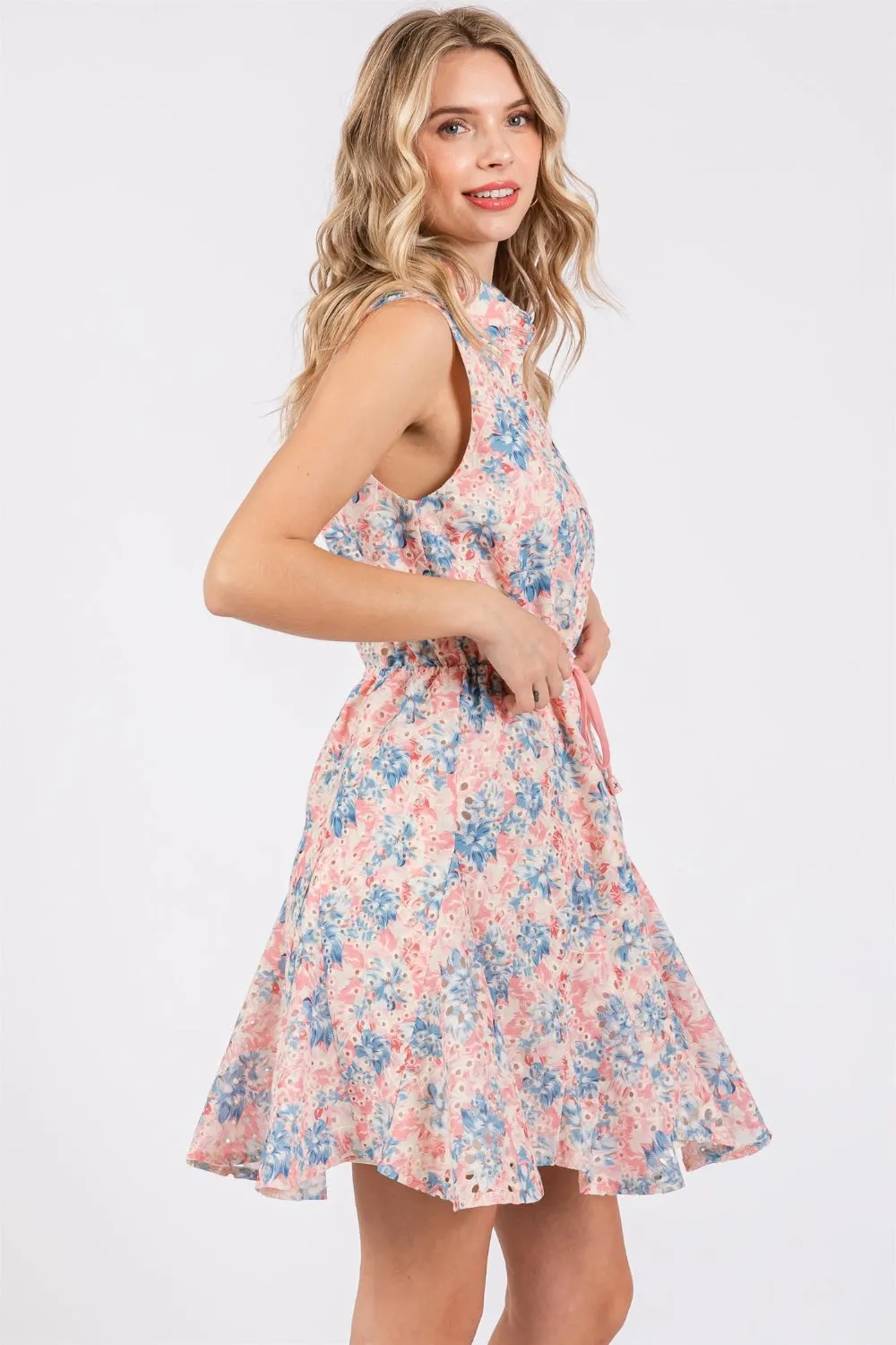 Hazel Blues® |  GeeGee Floral Eyelet Sleeveless Mini Dress