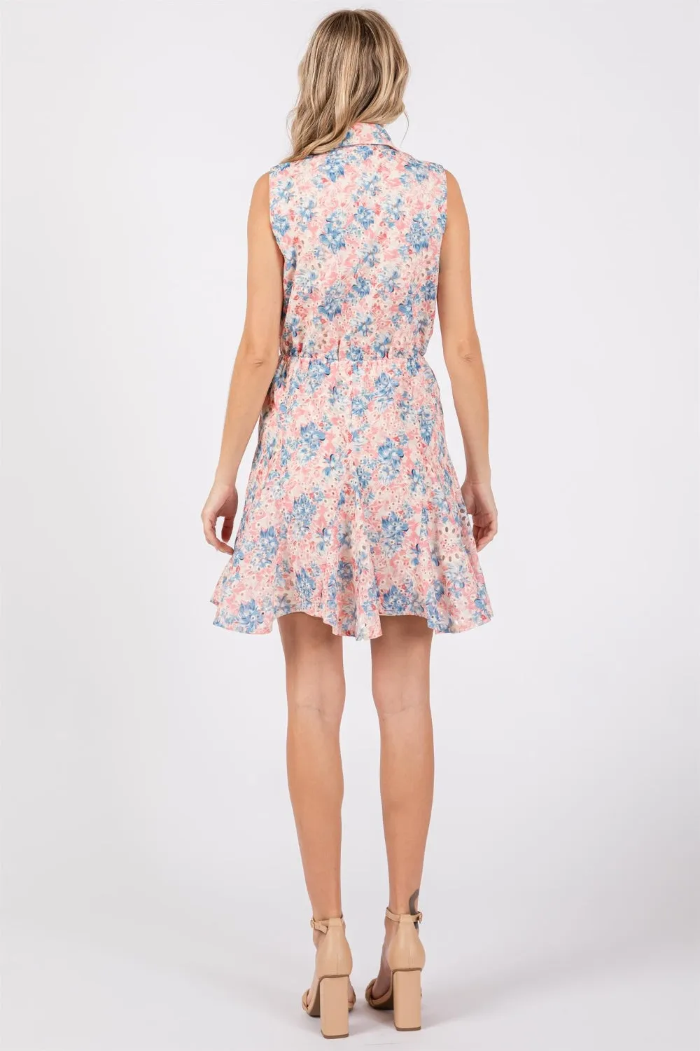 Hazel Blues® |  GeeGee Floral Eyelet Sleeveless Mini Dress