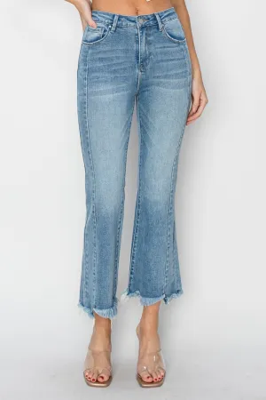 Hazel Blues® |  RISEN High Rise Frayed Hem Flare Jeans