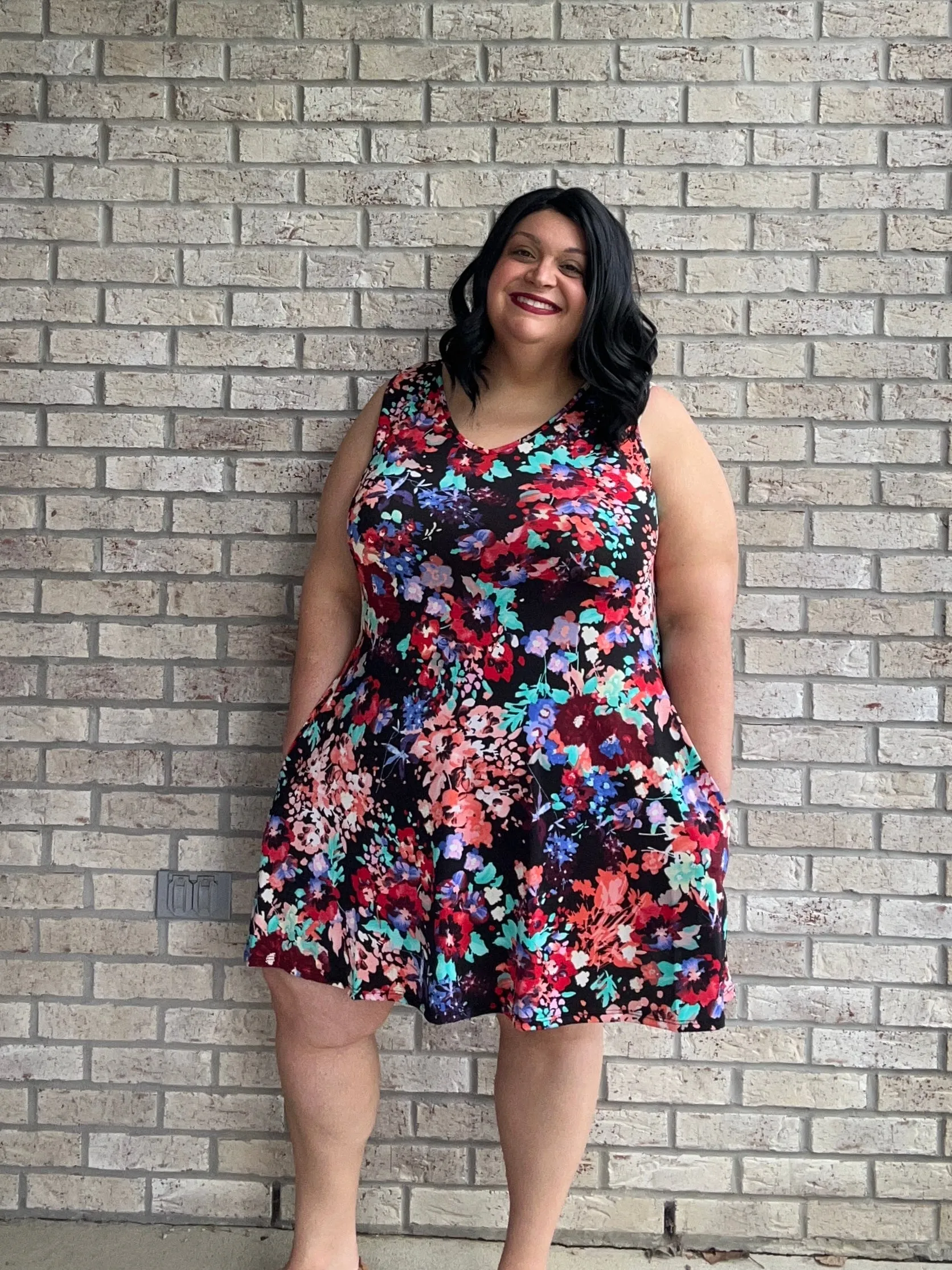 Heimish Floral V-Neck Mini Tank Dress