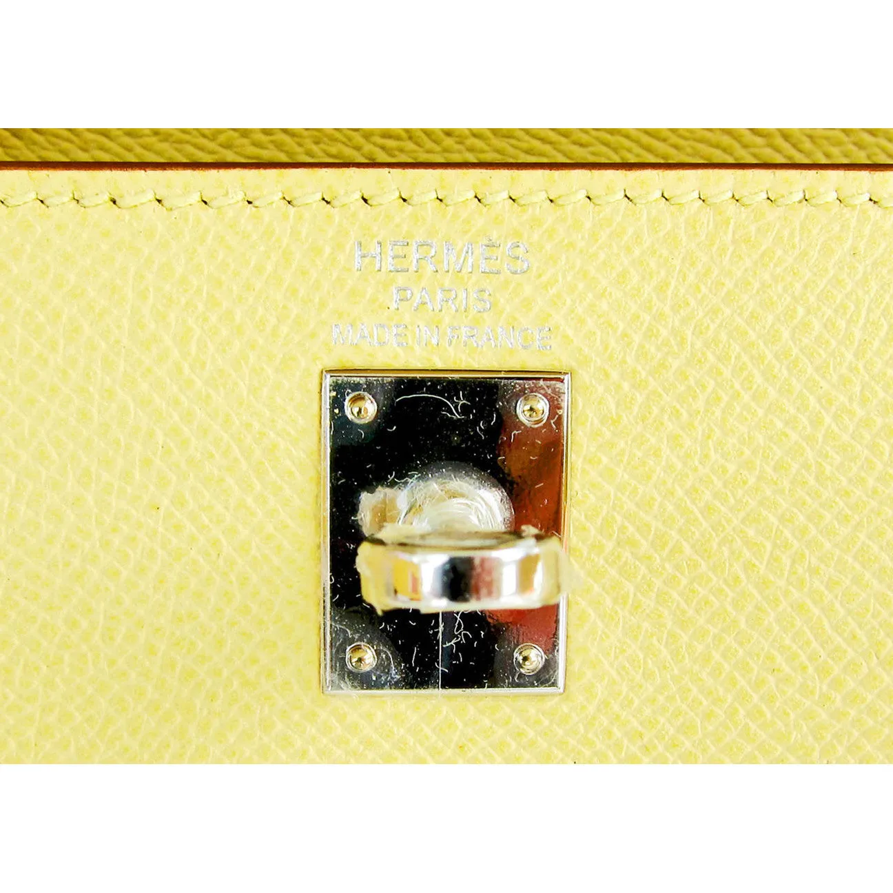 Hermes 25cm Jaune Poussin Sellier Epsom Kelly Palladium Jewel